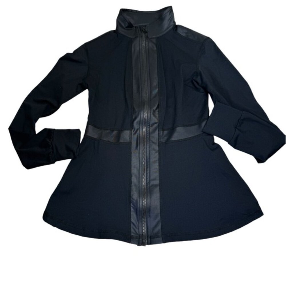 Tonic Active NEW Peplum Skater Full Zip Jacket Stretch Fabric Block Top Fitted S